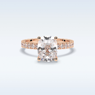 Elegant 3.0 CT Pave & Hidden Halo Engagement Ring Featuring Cushion Moissanite