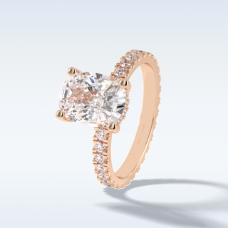 Elegant 3.0 CT Pave & Hidden Halo Engagement Ring Featuring Cushion Moissanite