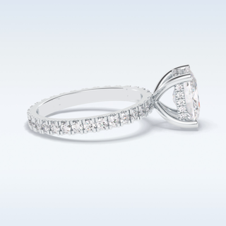 Elegant 3.0 CT Pave & Hidden Halo Engagement Ring Featuring Cushion Moissanite
