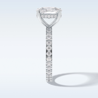 Elegant 3.0 CT Pave & Hidden Halo Engagement Ring Featuring Cushion Moissanite
