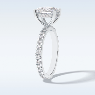 Elegant 3.0 CT Pave & Hidden Halo Engagement Ring Featuring Cushion Moissanite