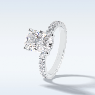 Elegant 3.0 CT Pave & Hidden Halo Engagement Ring Featuring Cushion Moissanite