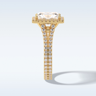 Elegant 3.05 CT Halo & Split Shank Engagement Ring Featuring Radiant Moissanite