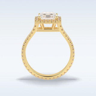 Elegant 3.05 CT Halo & Split Shank Engagement Ring Featuring Radiant Moissanite