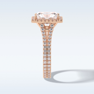 Elegant 3.05 CT Halo & Split Shank Engagement Ring Featuring Radiant Moissanite
