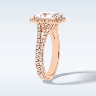 Elegant 3.05 CT Halo & Split Shank Engagement Ring Featuring Radiant Moissanite