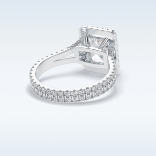 Elegant 3.05 CT Halo & Split Shank Engagement Ring Featuring Radiant Moissanite