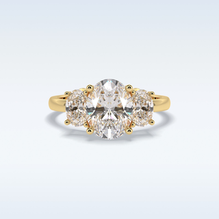 Elegant 2.5 CT Three Stones Engagement Ring Featuring Oval Moissanite