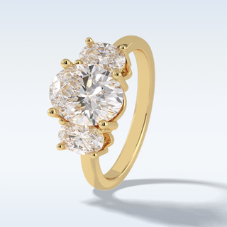 Elegant 2.5 CT Three Stones Engagement Ring Featuring Oval Moissanite