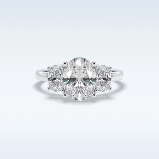 Elegant 2.5 CT Three Stones Engagement Ring Featuring Oval Moissanite