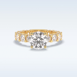2.05 CT Pave Engagement Ring Featuring Round Moissanite