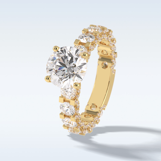 2.05 CT Pave Engagement Ring Featuring Round Moissanite