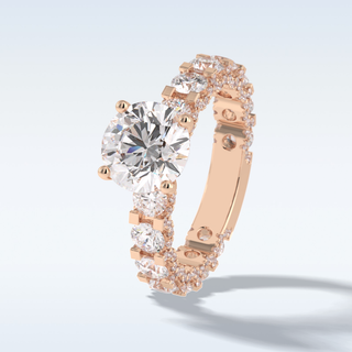 2.05 CT Pave Engagement Ring Featuring Round Moissanite
