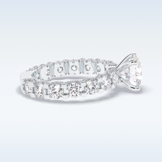 2.05 CT Pave Engagement Ring Featuring Round Moissanite