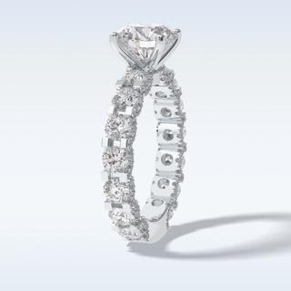 2.05 CT Pave Engagement Ring Featuring Round Moissanite