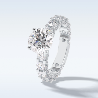 2.05 CT Pave Engagement Ring Featuring Round Moissanite