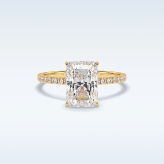 Elegant 3.0 CT Pave & Hidden Halo Engagement Ring Featuring Radiant Moissanite