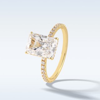 Elegant 3.0 CT Pave & Hidden Halo Engagement Ring Featuring Radiant Moissanite