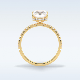 Elegant 3.0 CT Pave & Hidden Halo Engagement Ring Featuring Radiant Moissanite
