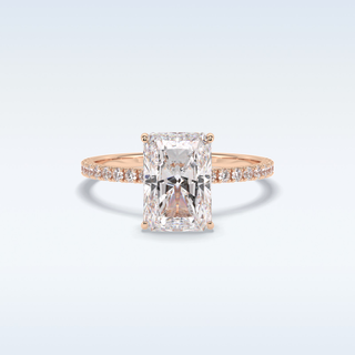 Elegant 3.0 CT Pave & Hidden Halo Engagement Ring Featuring Radiant Moissanite