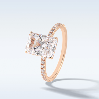 Elegant 3.0 CT Pave & Hidden Halo Engagement Ring Featuring Radiant Moissanite