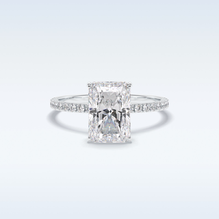 Elegant 3.0 CT Pave & Hidden Halo Engagement Ring Featuring Radiant Moissanite