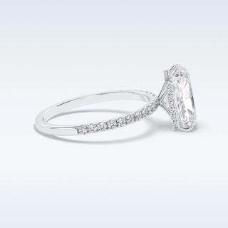 Elegant 3.0 CT Pave & Hidden Halo Engagement Ring Featuring Radiant Moissanite
