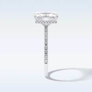 Elegant 3.0 CT Pave & Hidden Halo Engagement Ring Featuring Radiant Moissanite