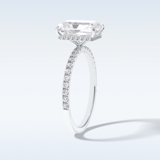 Elegant 3.0 CT Pave & Hidden Halo Engagement Ring Featuring Radiant Moissanite