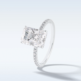 Elegant 3.0 CT Pave & Hidden Halo Engagement Ring Featuring Radiant Moissanite