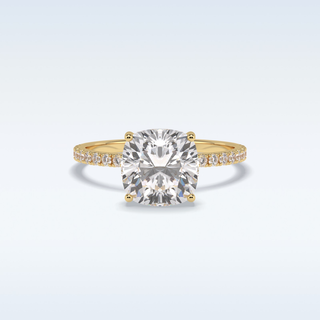 3.05 CT Pave Engagement Ring Featuring Cushion Moissanite