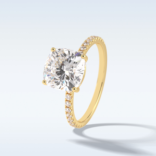 3.05 CT Pave Engagement Ring Featuring Cushion Moissanite