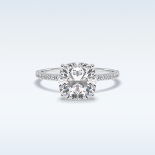 3.05 CT Pave Engagement Ring Featuring Cushion Moissanite