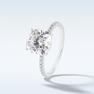 3.05 CT Pave Engagement Ring Featuring Cushion Moissanite