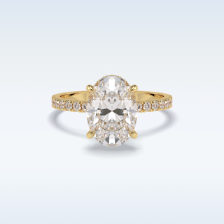 Elegant 2.75 CT Pave & Hidden Halo Engagement Ring Featuring Oval Moissanite
