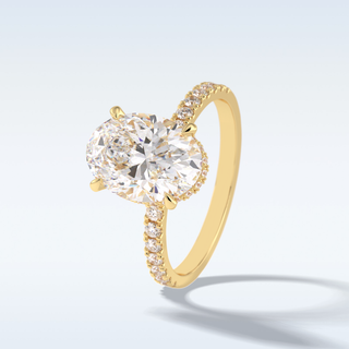 Elegant 2.75 CT Pave & Hidden Halo Engagement Ring Featuring Oval Moissanite