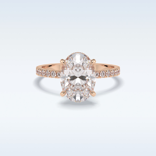 Elegant 2.75 CT Pave & Hidden Halo Engagement Ring Featuring Oval Moissanite
