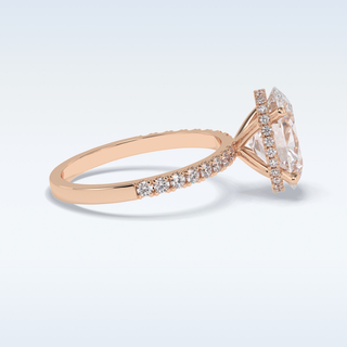 Elegant 2.75 CT Pave & Hidden Halo Engagement Ring Featuring Oval Moissanite