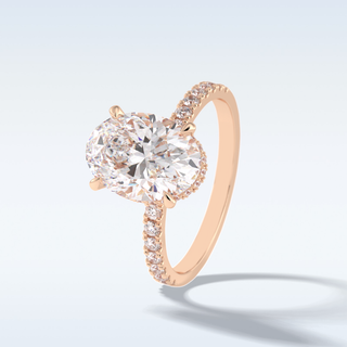 Elegant 2.75 CT Pave & Hidden Halo Engagement Ring Featuring Oval Moissanite
