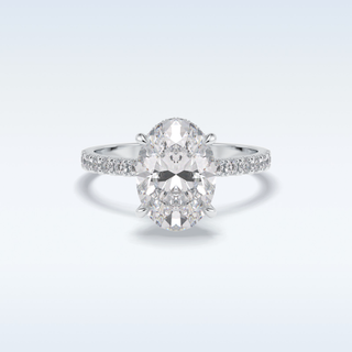 Elegant 2.75 CT Pave & Hidden Halo Engagement Ring Featuring Oval Moissanite