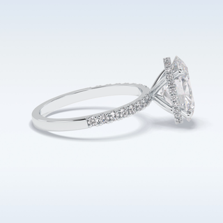 Elegant 2.75 CT Pave & Hidden Halo Engagement Ring Featuring Oval Moissanite
