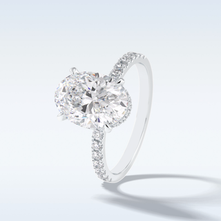 Elegant 2.75 CT Pave & Hidden Halo Engagement Ring Featuring Oval Moissanite