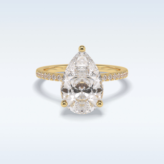 Elegant 3.05 CT Pave & Hidden Halo Engagement Ring Featuring Pear Moissanite