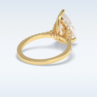 Elegant 3.05 CT Pave & Hidden Halo Engagement Ring Featuring Pear Moissanite