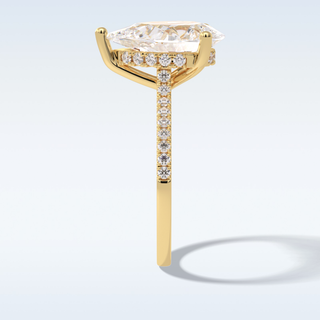 Elegant 3.05 CT Pave & Hidden Halo Engagement Ring Featuring Pear Moissanite