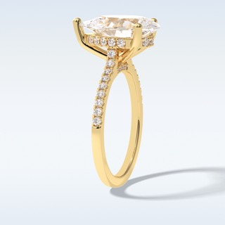 Elegant 3.05 CT Pave & Hidden Halo Engagement Ring Featuring Pear Moissanite