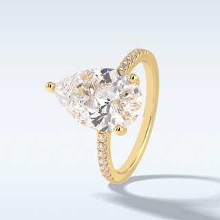 Elegant 3.05 CT Pave & Hidden Halo Engagement Ring Featuring Pear Moissanite
