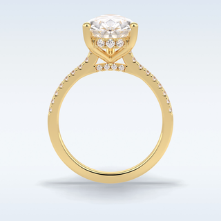 Elegant 3.05 CT Pave & Hidden Halo Engagement Ring Featuring Pear Moissanite