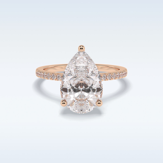 Elegant 3.05 CT Pave & Hidden Halo Engagement Ring Featuring Pear Moissanite
