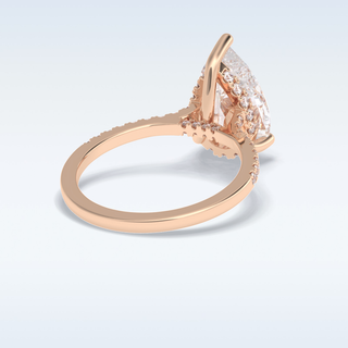 Elegant 3.05 CT Pave & Hidden Halo Engagement Ring Featuring Pear Moissanite